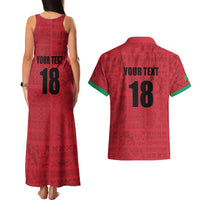 Custom Saint Kitts And Nevis Football Couples Matching Tank Maxi Dress and Hawaiian Shirt Sugar Boyz Red Version - Wonder Print Shop