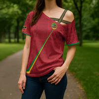 Custom Saint Kitts And Nevis Football Cross Shoulder Shirt Sugar Boyz Red Version - Wonder Print Shop