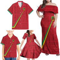 Custom Saint Kitts And Nevis Football Family Matching Off Shoulder Maxi Dress and Hawaiian Shirt Sugar Boyz Red Version - Wonder Print Shop