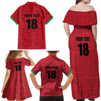 Custom Saint Kitts And Nevis Football Family Matching Off Shoulder Maxi Dress and Hawaiian Shirt Sugar Boyz Red Version - Wonder Print Shop