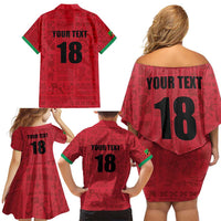Custom Saint Kitts And Nevis Football Family Matching Off Shoulder Short Dress and Hawaiian Shirt Sugar Boyz Red Version - Wonder Print Shop