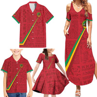 Custom Saint Kitts And Nevis Football Family Matching Summer Maxi Dress and Hawaiian Shirt Sugar Boyz Red Version - Wonder Print Shop