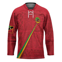 Custom Saint Kitts And Nevis Football Hockey Jersey Sugar Boyz Red Version - Wonder Print Shop