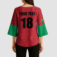 Custom Saint Kitts And Nevis Football Kimono Sleeve Blouse Sugar Boyz Red Version - Wonder Print Shop