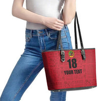 Custom Saint Kitts And Nevis Football Leather Tote Bag Sugar Boyz Red Version - Wonder Print Shop