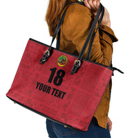Custom Saint Kitts And Nevis Football Leather Tote Bag Sugar Boyz Red Version - Wonder Print Shop