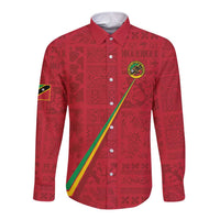Custom Saint Kitts And Nevis Football Long Sleeve Button Shirt Sugar Boyz Red Version - Wonder Print Shop