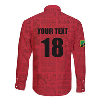 Custom Saint Kitts And Nevis Football Long Sleeve Button Shirt Sugar Boyz Red Version - Wonder Print Shop