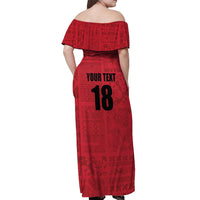 Custom Saint Kitts And Nevis Football Off Shoulder Maxi Dress Sugar Boyz Red Version - Wonder Print Shop