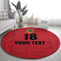 Custom Saint Kitts And Nevis Football Round Carpet Sugar Boyz Red Version - Wonder Print Shop