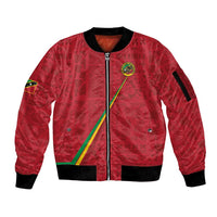 Custom Saint Kitts And Nevis Football Sleeve Zip Bomber Jacket Sugar Boyz Red Version - Wonder Print Shop