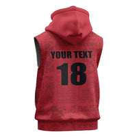 Custom Saint Kitts And Nevis Football Sleeveless Hoodie Sugar Boyz Red Version - Wonder Print Shop