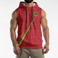 Custom Saint Kitts And Nevis Football Sleeveless Hoodie Sugar Boyz Red Version - Wonder Print Shop