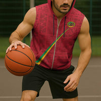 Custom Saint Kitts And Nevis Football Sleeveless Zip Hoodie Sugar Boyz Red Version - Wonder Print Shop