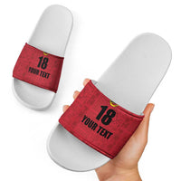 Custom Saint Kitts And Nevis Football Slide Sandals Sugar Boyz Red Version - Wonder Print Shop