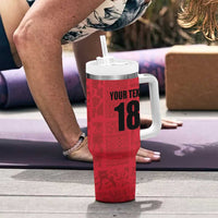 Custom Saint Kitts And Nevis Football Tumbler With Handle Sugar Boyz Red Version - Wonder Print Shop