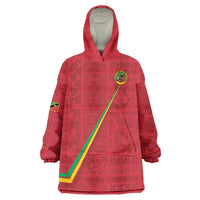 Custom Saint Kitts And Nevis Football Wearable Blanket Hoodie Sugar Boyz Red Version - Wonder Print Shop
