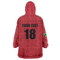 Custom Saint Kitts And Nevis Football Wearable Blanket Hoodie Sugar Boyz Red Version - Wonder Print Shop