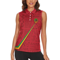 Custom Saint Kitts And Nevis Football Women Sleeveless Polo Shirt Sugar Boyz Red Version - Wonder Print Shop