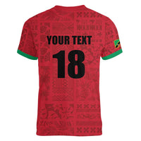 Custom Saint Kitts And Nevis Football Women V-Neck T-Shirt Sugar Boyz Red Version - Wonder Print Shop
