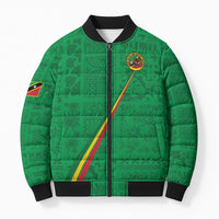 Custom Saint Kitts And Nevis Football Bomber Puffer Jacket Sugar Boyz Green Version - Wonder Print Shop