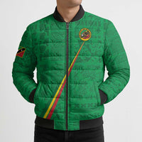 Custom Saint Kitts And Nevis Football Bomber Puffer Jacket Sugar Boyz Green Version - Wonder Print Shop
