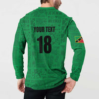 Custom Saint Kitts And Nevis Football Button Sweatshirt Sugar Boyz Green Version - Wonder Print Shop