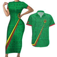 Custom Saint Kitts And Nevis Football Couples Matching Short Sleeve Bodycon Dress and Hawaiian Shirt Sugar Boyz Green Version - Wonder Print Shop