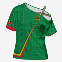 Custom Saint Kitts And Nevis Football Cross Shoulder Shirt Sugar Boyz Green Version - Wonder Print Shop