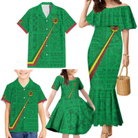 Custom Saint Kitts And Nevis Football Family Matching Mermaid Dress and Hawaiian Shirt Sugar Boyz Green Version - Wonder Print Shop