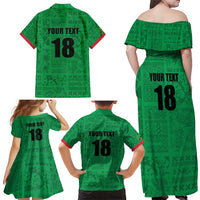 Custom Saint Kitts And Nevis Football Family Matching Off Shoulder Maxi Dress and Hawaiian Shirt Sugar Boyz Green Version - Wonder Print Shop