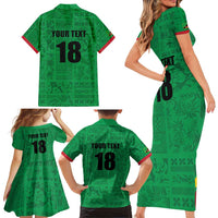 Custom Saint Kitts And Nevis Football Family Matching Short Sleeve Bodycon Dress and Hawaiian Shirt Sugar Boyz Green Version - Wonder Print Shop