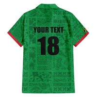 Custom Saint Kitts And Nevis Football Family Matching Short Sleeve Bodycon Dress and Hawaiian Shirt Sugar Boyz Green Version - Wonder Print Shop