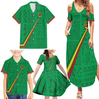 Custom Saint Kitts And Nevis Football Family Matching Summer Maxi Dress and Hawaiian Shirt Sugar Boyz Green Version - Wonder Print Shop