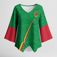 Custom Saint Kitts And Nevis Football Kimono Sleeve Blouse Sugar Boyz Green Version - Wonder Print Shop