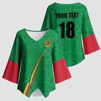 Custom Saint Kitts And Nevis Football Kimono Sleeve Blouse Sugar Boyz Green Version - Wonder Print Shop