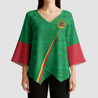 Custom Saint Kitts And Nevis Football Kimono Sleeve Blouse Sugar Boyz Green Version - Wonder Print Shop