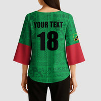Custom Saint Kitts And Nevis Football Kimono Sleeve Blouse Sugar Boyz Green Version - Wonder Print Shop