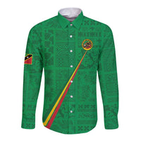 Custom Saint Kitts And Nevis Football Long Sleeve Button Shirt Sugar Boyz Green Version - Wonder Print Shop