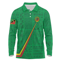 Custom Saint Kitts And Nevis Football Long Sleeve Polo Shirt Sugar Boyz Green Version - Wonder Print Shop