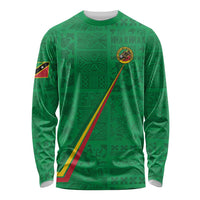 Custom Saint Kitts And Nevis Football Long Sleeve Shirt Sugar Boyz Green Version - Wonder Print Shop