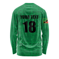 Custom Saint Kitts And Nevis Football Long Sleeve Shirt Sugar Boyz Green Version - Wonder Print Shop
