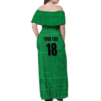 Custom Saint Kitts And Nevis Football Off Shoulder Maxi Dress Sugar Boyz Green Version - Wonder Print Shop