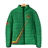 Custom Saint Kitts And Nevis Football Padded Jacket Sugar Boyz Green Version - Wonder Print Shop