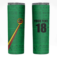 Custom Saint Kitts And Nevis Football Skinny Tumbler Sugar Boyz Green Version - Wonder Print Shop