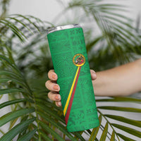 Custom Saint Kitts And Nevis Football Skinny Tumbler Sugar Boyz Green Version - Wonder Print Shop