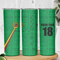 Custom Saint Kitts And Nevis Football Skinny Tumbler Sugar Boyz Green Version - Wonder Print Shop