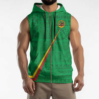 Custom Saint Kitts And Nevis Football Sleeveless Zip Hoodie Sugar Boyz Green Version - Wonder Print Shop