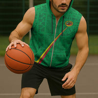 Custom Saint Kitts And Nevis Football Sleeveless Zip Hoodie Sugar Boyz Green Version - Wonder Print Shop