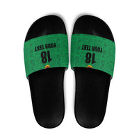 Custom Saint Kitts And Nevis Football Slide Sandals Sugar Boyz Green Version - Wonder Print Shop